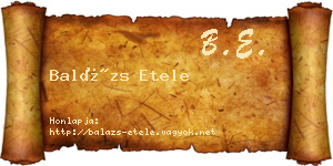 Balázs Etele névjegykártya